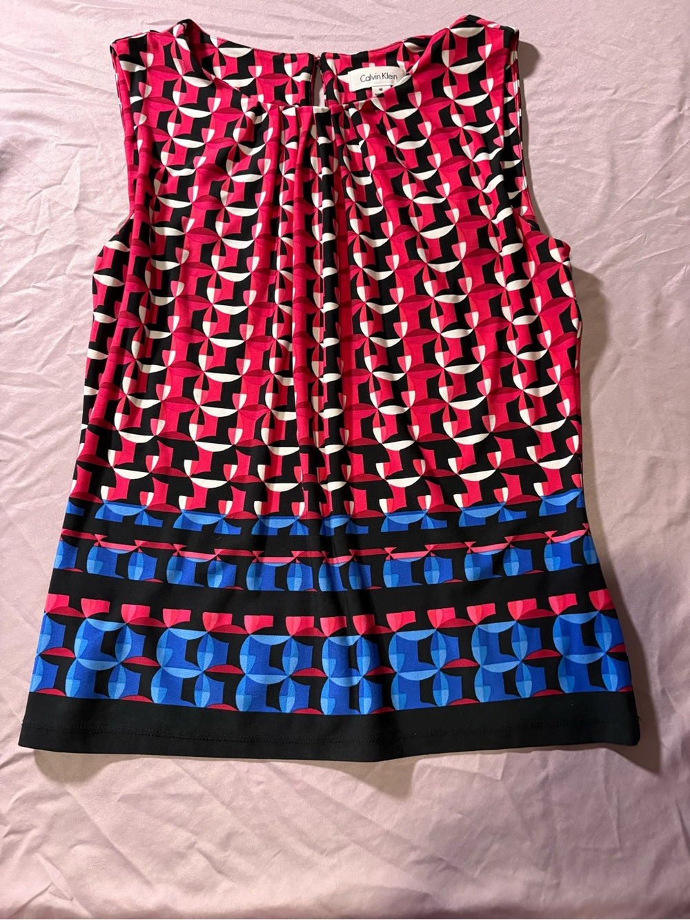 Calvin Klein Red Pink Black Geometric Sleeveless Camisole